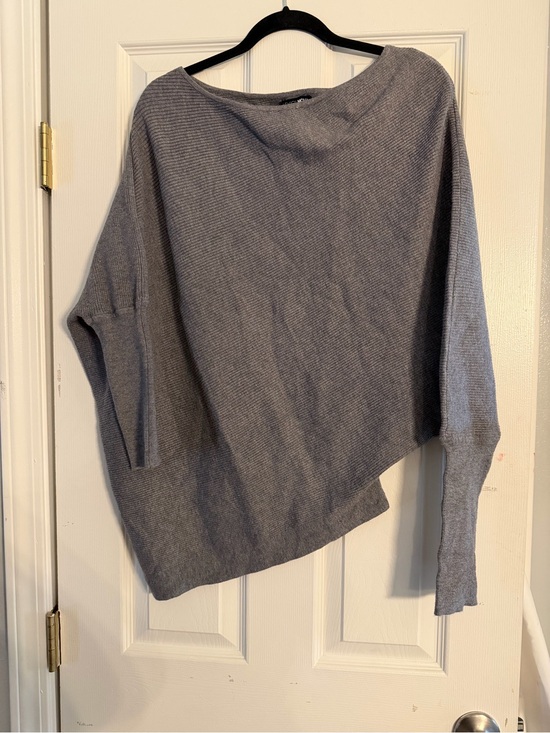 Fashion Nova Sweaters - Fashion Nova Gray Off-the-Shoulder Asymmetrical Sweater